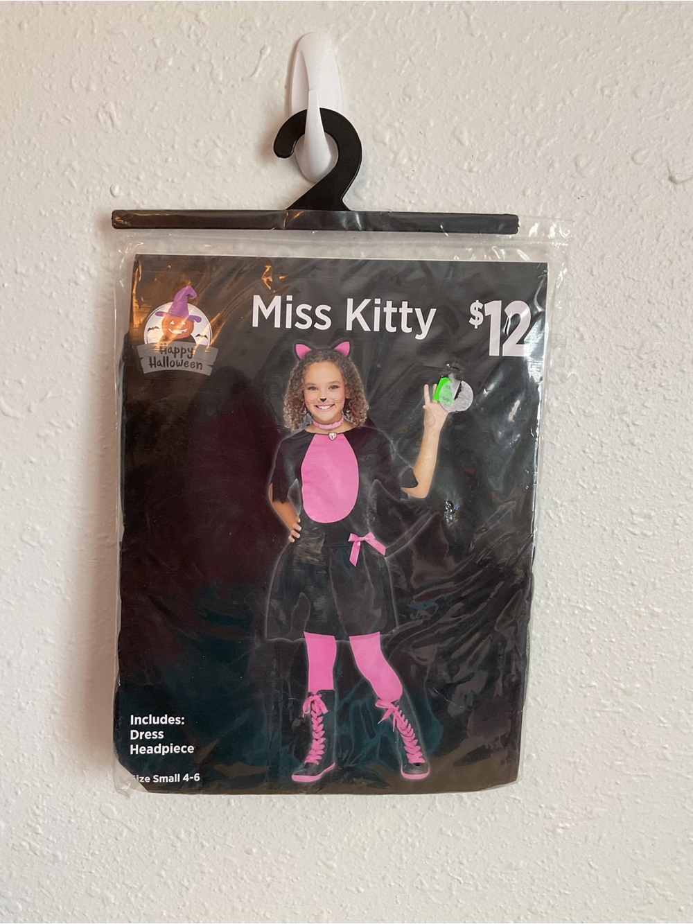 Miss Kitty Girls' Black and Pink Halloween Costume